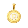 Colgante redondo dorado con letra D en nácar blanco y borde texturizado - Letra D (S-P005-D)