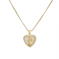 Gold-plated heart necklace with zircon border and medical symbol pendant for nurses - Medical Symbol White Artificial Pearl Heart Style