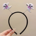 Halloween ghost headband with white felt spirits, pink sequin bows and silver springs - Ghost Style