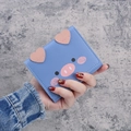 Portafoglio blu carino a forma di maialino per donna in pelle PU con orecchie - Blu scuro