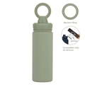 Insulated stainless steel sports bottle in sage green with magnetic booster ring feature - Bean Green