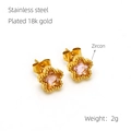 Pendientes de estrella en acero inoxidable dorado con piedras de circón rosa - Circonita Rosa