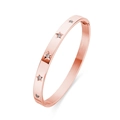 Rose gold stainless steel hinged bangle with brushed finish and star diamond accents - Rose Gold