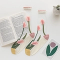 Transparente Socken aus Glasseide mit Tulpenstickerei und pastellgrüner Zehenverstärkung - Einheitsgröße / Rosa Ferse