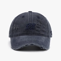 Casquette de baseball gris anthracite vieilli avec broderie RB bleue et détails usés - Réglable / Bleu Marine (24A286)