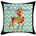 Funda de cojín navideño verde menta con reno vintage y texto de Let it Snow - Reno y Copo de Nieve / 45*45cm Lino de una sola cara