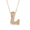 Golden pendant necklace with letter L design featuring micro-paved cubic zirconia stones - Letter L / Gold