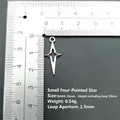 Ciondolo stella a quattro punte in lega di zinco 23x10mm per creazione gioielli fai da te - Argento Antico / 2,3 cm (Piccolo)