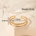 Golden double-layer stainless steel bangle with woven texture and 10.2g weight specs - Double Layer Braided Wheat Ear