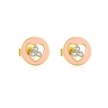925 silver gold-plated ear studs with pink enamel heart and white cubic zirconia stones - Gold Hollow Heart
