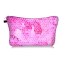 Close-up of geometric mosaic pattern and black zipper on pink hexagon makeup bag - Rose Pink Geometric Texture (jiaying125)