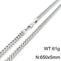 Men's 5mm silver stainless steel snake chain necklace with lobster clasp 65cm 61g - Wide Domineering Silver Style-5mm (KN115439-K)