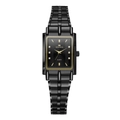 Men's business quartz watch with black stainless steel square dial and gold accents - Women's Black (VA-2522-HJ)