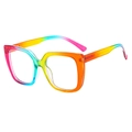 Occhiali quadrati con montatura arcobaleno sfumata e lenti anti-luce blu stile chic - Montatura Arcobaleno