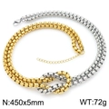Two-tone mixed gold and silver knot link necklace featuring bold geometric box chain - 5mm Two-tone Necklace (KN295316-Z)