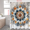 Mandala shower curtain with orange sunflower pattern and 180cm square size measurement - 90*180cm / Peacock Blue (Mandala)