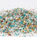 Close-up of 2-8mm mixed colorful glass gravel and metal beads for DIY craft projects - Style 16
