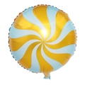 18-inch lollipop foil balloon with golden and light blue spiral stripes for party decor - Yellow Windmill