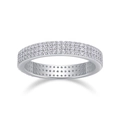 Macro view of wide silver eternity band featuring multiple rows of micro-pave moissanite - R13794+gra/black Card / US Size 7 / Circumference 54.3mm