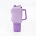 Purple 40oz insulated tumbler with matching neoprene zipper pouch and handle - Single Pocket Purple