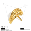 Detailed view of gold triple-layered stainless steel bangle with product dimensions - Triple-layer Overlapping Style (NB-H1043)