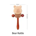 Bear-shaped wooden rattle toy made of beech wood, size 8x15.5cm for infants - Little Bear Pelleted Drum
