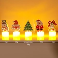 5-piece set of LED Christmas tea lights with Santa, snowman and tree wooden cutouts - 5pcs Set Bundle