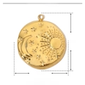 Detailed size parameters of celestial sun and moon gold-plated stainless steel pendant - Sun Moon Star Coin
