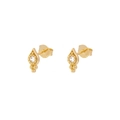 Pendientes de gota en plata S925 dorada con circonitas y detalles de pequeñas perlas - Dorado
