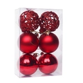 Set di 6 palline di Natale rosse con finiture glitterate, opache e lucide - Rosso (cavo) / 6 Cm 6 Pezzi
