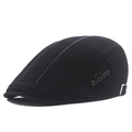 Boina clásica negra para hombre de algodón con logo metálico y hebilla ajustable - Ajustable / Negro