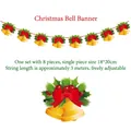 Detail of Christmas banner with golden bells, red bows, and 3m adjustable rope - Bells Banner