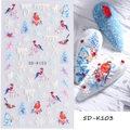 5D embossed Christmas nail stickers with 5D-K103 snowmen and winter bird designs - Winter Elements 5D-K103