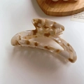 Retro tortoiseshell acetate claw clip in moon shape with vintage ivory and brown patterns - 10.5cm / Coffee White-10.5cm