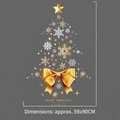 Christmas tree wall sticker with gold snowflakes, stars, and bow for window decor - Gold Christmas Tree-Medium (YTH001-M)