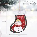 Décoration de Noël en bois forme chaussette avec bonhomme de neige et Let it Snow - Taille unique / Chaussette en Bois (Bonhomme de Neige)