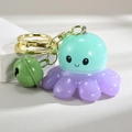 Porte-clés poulpe en acrylique avec corps bleu et violet et petite cloche verte - Style Cloche [Vert]