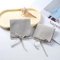 Light gray microfiber suede jewelry pouch set with elegant ribbon bow closure - Microfiber Ribbon Style / 7*7cm / Light Gray