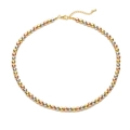 Elegant adjustable necklace with gold, silver, and rose gold metallic beads in a round display - Necklace - Tricolor Round Bead