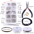 DIY jewelry making kit with silver lobster clasps, pliers, and assorted findings in box - Set (with Tools) / White Gold