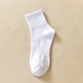 Single white ribbed cotton crew sock for women shown on a textured minimalist background - One Size / Crew Sole Elastic White