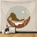 Detail eines böhmischen Wandteppichs mit minimalistischer Berg- und Mondlandschaft - Milliarden (64) / 73X95CM (Gebürsteter Stoff)