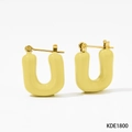 Boucles d'oreilles chic en forme de U, émail jaune clair avec fermoirs dorés en acier - Jaune (KDE1800)