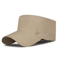 Khaki schnelltrocknende Militärmütze mit YS-Stickerei, modischer flacher Sonnenhut - Verstellbar / Khaki