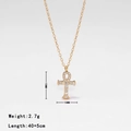 Golden titanium steel Ankh cross necklace with zircon stones, size 15mm by 10mm - Gold