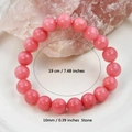 Bracciale elastico da donna con perline di rodocrosite rosa da 10mm e lunghezza 19cm - 10mm