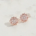 Elegant rose gold sunflower stud earrings with marquise-cut marquise-cut zircons - Sunflower Shaped Studs / Rose Gold