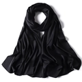 Detail of black satin scarf showing smooth silk texture and elegant fabric draping - Classic Black