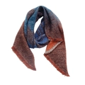 Detail of striped knitted shawl scarf with fringe and colorful geometric patterns - Stripe Blue Brown