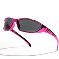 Futuristic Y2K metallic rose red wraparound sports sunglasses with dark grey lenses - Rose Red